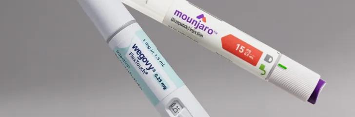 Image of Wegovy and Mounjaro injectable pens